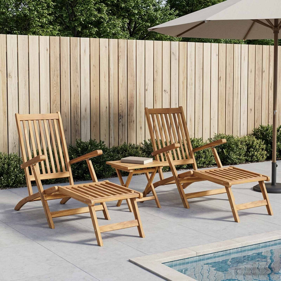 vidaXL Vouwstoel met Tafel 2 pcs Naturel Massief Teakhout afbeelding 1