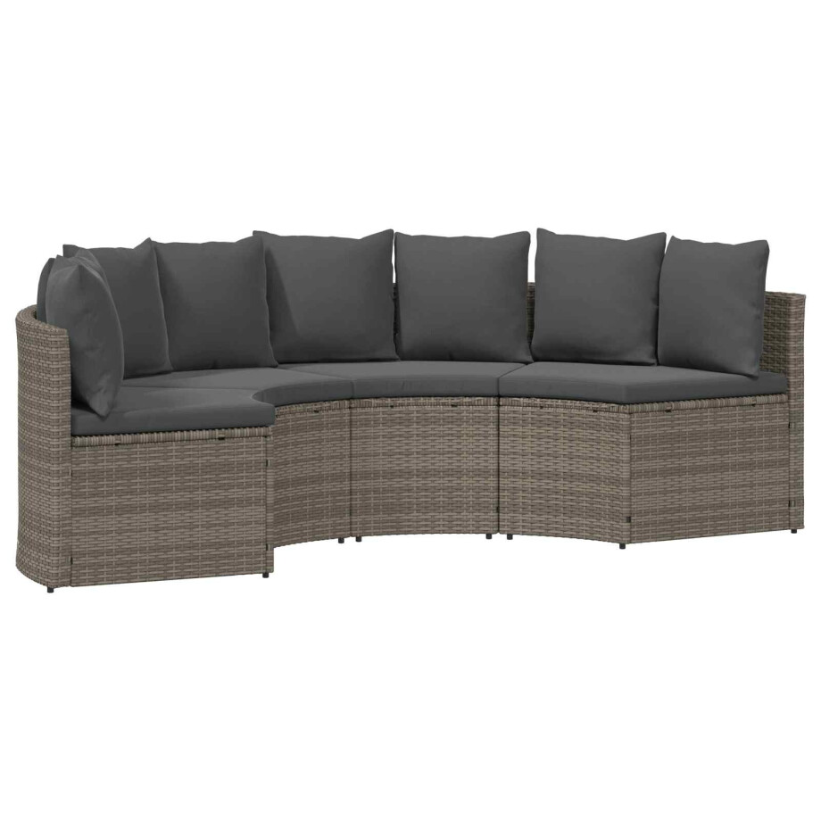 vidaXL Bankstel 2 pcs Grijs Massief Acacia Hout en Poly Rattan afbeelding 1