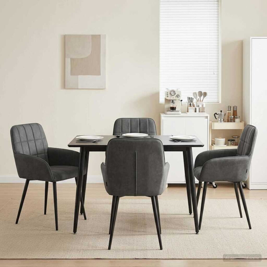 vidaXL Eettafelstoelen 4 pcs fluweel Donkergrijs 57 x 50 x 85 cm vidaXL Eettafelstoelen 4 pcs fluweel Donkergrijs 57 x 50 x 85 cm afbeelding 1