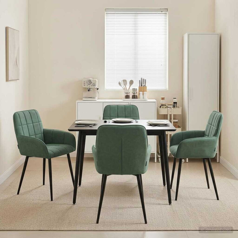 vidaXL Eettafelstoelen 4 pcs fluweel Zeegroen 57 x 50 x 85 cm vidaXL Eettafelstoelen 4 pcs fluweel Zeegroen 57 x 50 x 85 cm afbeelding 1