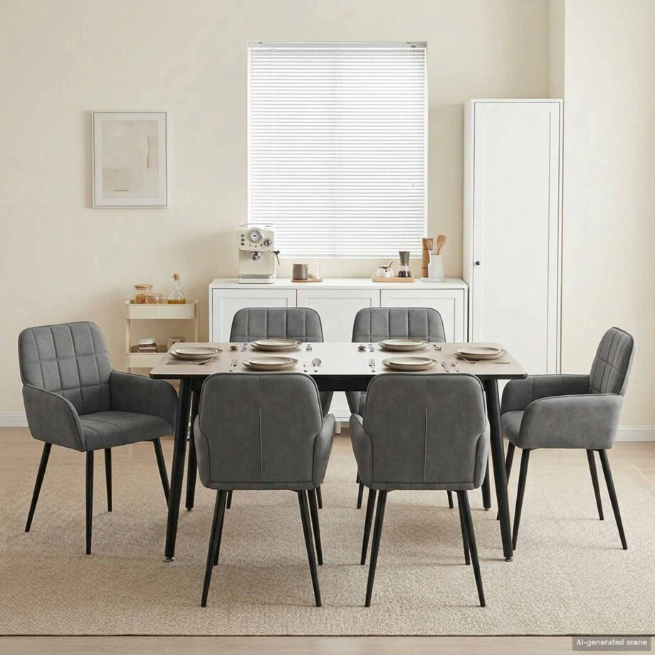 vidaXL Eettafelstoelen 6 pcs fluweel Donkergrijs 57 x 50 x 85 cm vidaXL Eettafelstoelen 6 pcs fluweel Donkergrijs 57 x 50 x 85 cm afbeelding 1
