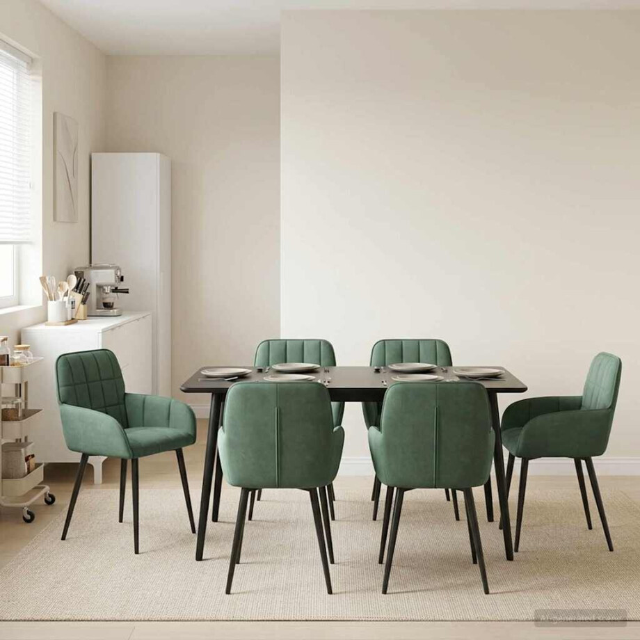 vidaXL Eettafelstoelen 6 st fluweel Zeegroen 57 x 50 x 85 cm vidaXL Eettafelstoelen 6 st fluweel Zeegroen 57 x 50 x 85 cm afbeelding 1