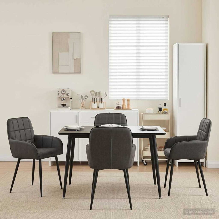 vidaXL Eettafelstoelen 4 pcs Kunstleer Zwart 57 x 50 x 85 cm vidaXL Eettafelstoelen 4 pcs Kunstleer Zwart 57 x 50 x 85 cm afbeelding 1