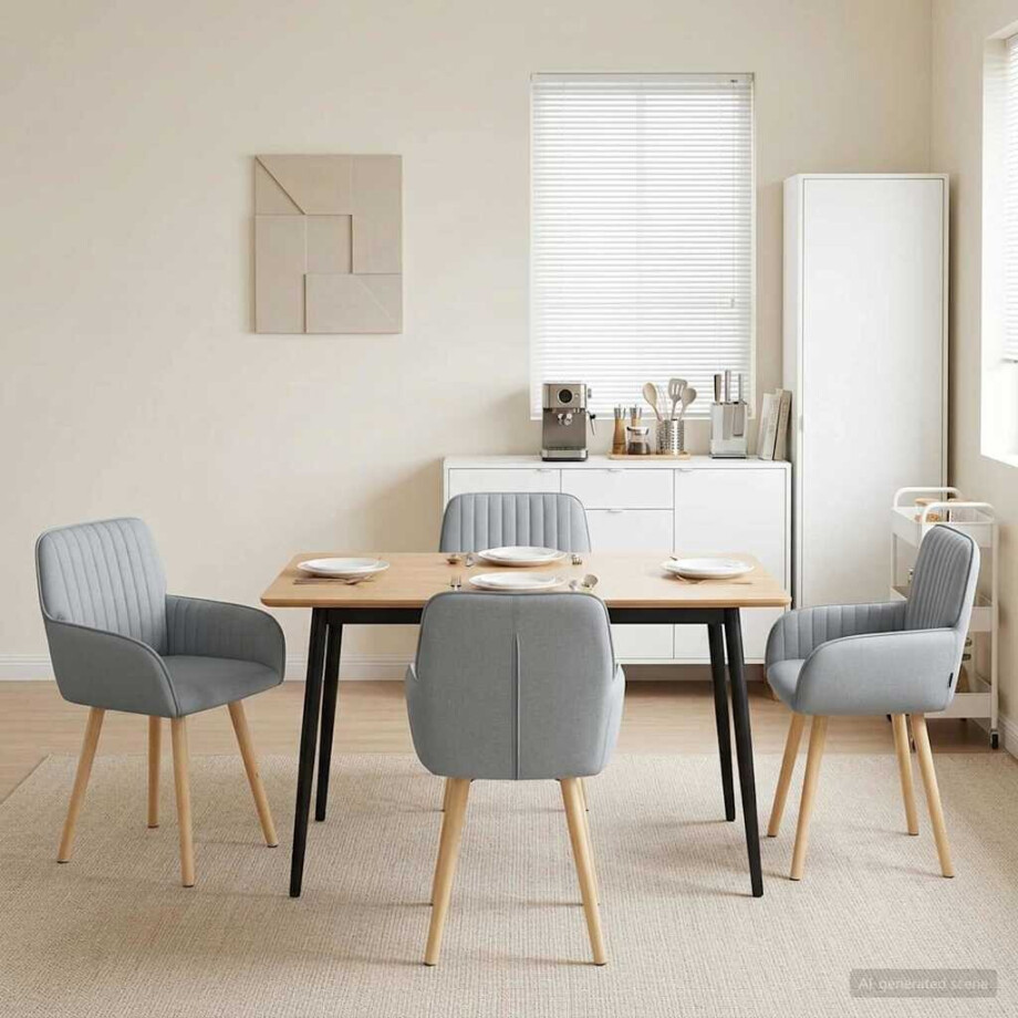 vidaXL Eettafelstoelen 4 pcs Stof Lichtgrijs 56,5 x 50 x 87,5 cm afbeelding 1