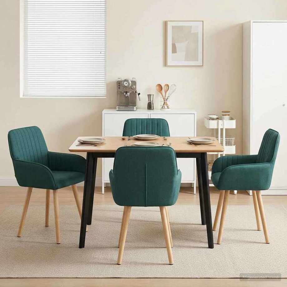 vidaXL Eettafelstoelen 4 pcs Stof Donkergroen 56,5 x 50 x 87,5 cm vidaXL Eettafelstoelen 4 pcs Stof Donkergroen 56,5 x 50 x 87,5 cm afbeelding 1