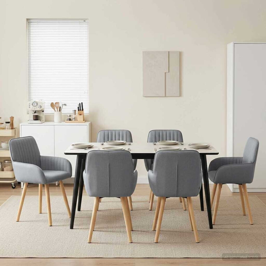 vidaXL Eettafelstoelen 6 pcs Stof Lichtgrijs 56,5 x 50 x 87,5 cm vidaXL Eettafelstoelen 6 pcs Stof Lichtgrijs 56,5 x 50 x 87,5 cm afbeelding 1