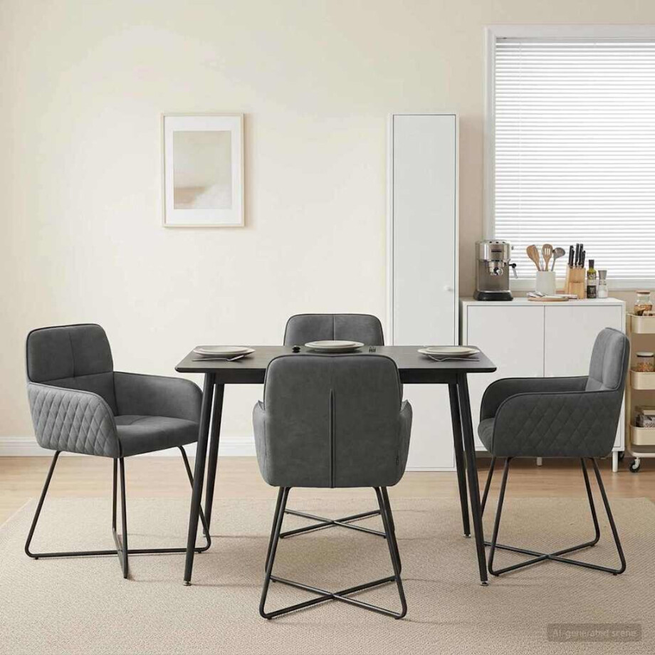 vidaXL Eettafelstoelen 4 pcs fluweel Donkergrijs 59 x 56,5 x 86 cm vidaXL Eettafelstoelen 4 pcs fluweel Donkergrijs 59 x 56,5 x 86 cm afbeelding 1