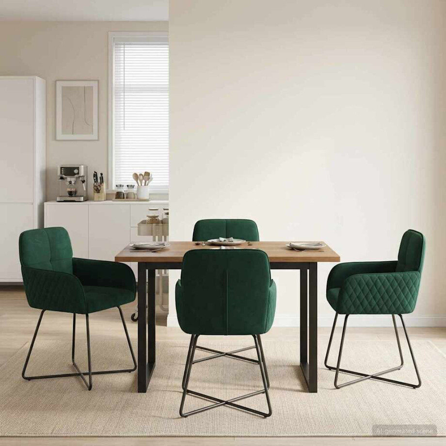 vidaXL Eettafelstoelen 4 pcs fluweel Donkergroen 59 x 56,5 x 86 cm vidaXL Eettafelstoelen 4 pcs fluweel Donkergroen 59 x 56,5 x 86 cm afbeelding 1