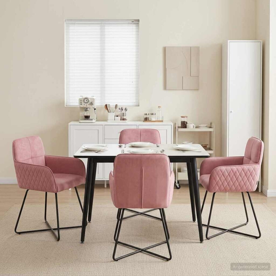 vidaXL Eettafelstoelen 4 pcs fluweel Roze 59 x 56,5 x 86 cm vidaXL Eettafelstoelen 4 pcs fluweel Roze 59 x 56,5 x 86 cm afbeelding 1