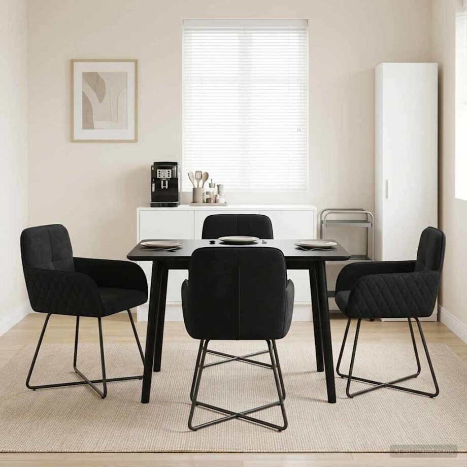 vidaXL Eettafelstoelen 4 pcs fluweel Zwart 59 x 56,5 x 86 cm afbeelding 1