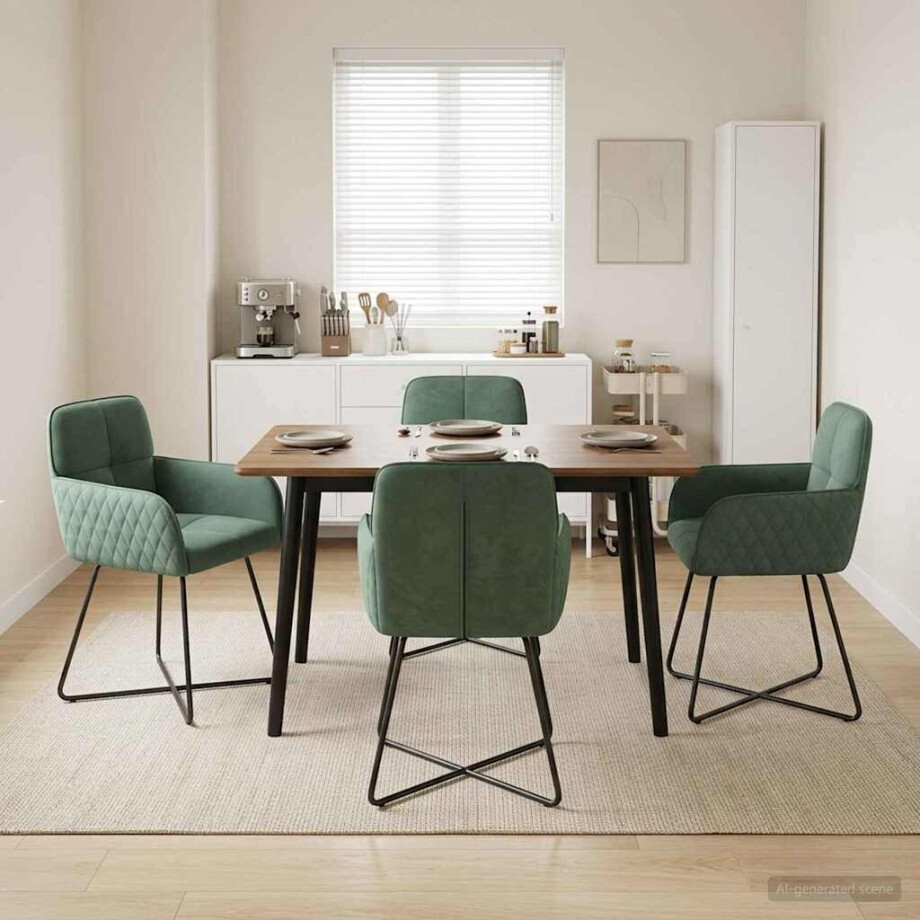 vidaXL Eettafelstoelen 4 pcs fluweel Zeegroen 59 x 56,5 x 86 cm vidaXL Eettafelstoelen 4 pcs fluweel Zeegroen 59 x 56,5 x 86 cm afbeelding 1