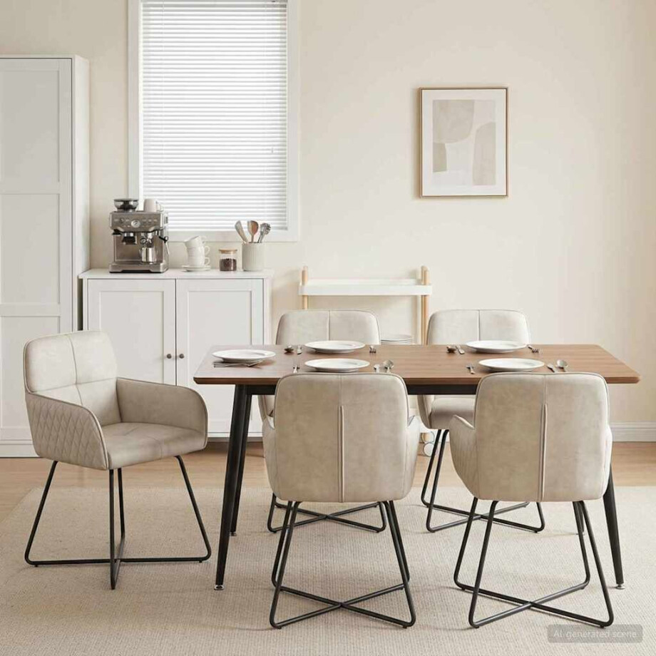 vidaXL Eettafelstoelen 6 pcs fluweel Crèmekleurig 59 x 56,5 x 86 cm vidaXL Eettafelstoelen 6 pcs fluweel Crèmekleurig 59 x 56,5 x 86 cm afbeelding 1