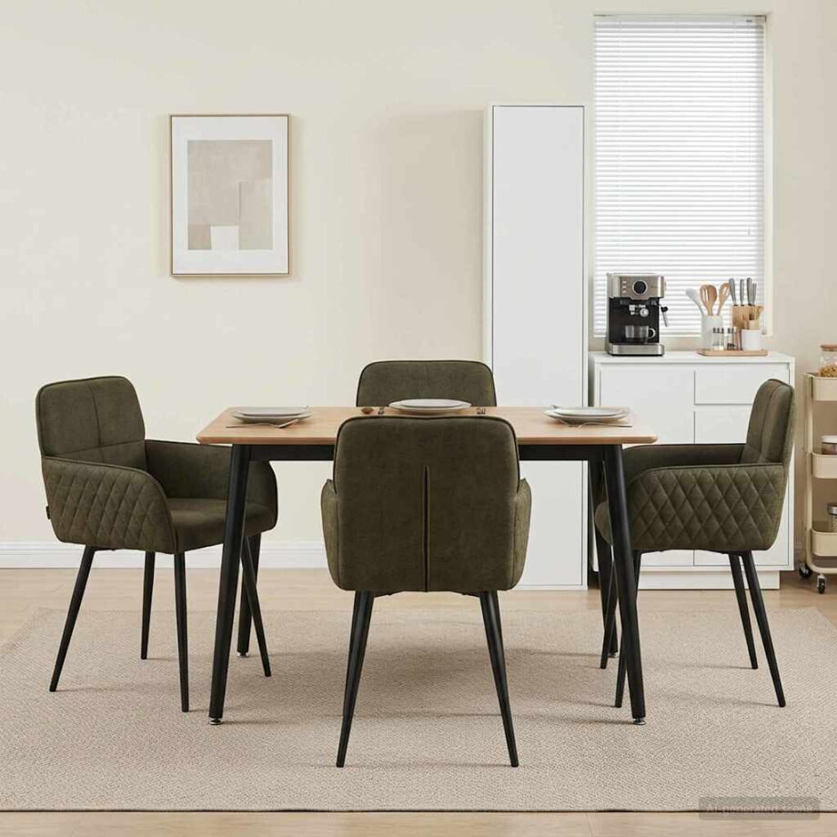 vidaXL Eettafelstoelen 4 pcs Nep Suede Leer Legergroen vidaXL Eettafelstoelen 4 pcs Nep Suede Leer Legergroen afbeelding 1
