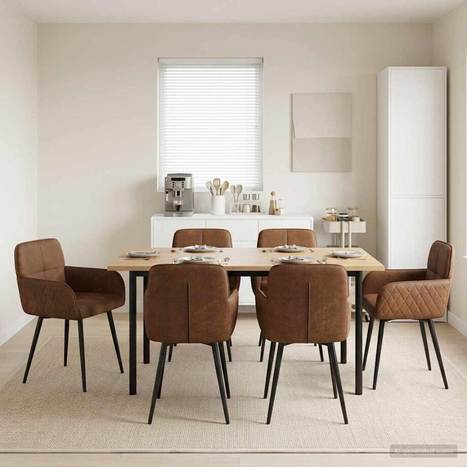 vidaXL Eettafelstoelen 6 pcs Nep Suede Leer Bruin 59 x 56,5 x 85 cm vidaXL Eettafelstoelen 6 pcs Nep Suede Leer Bruin 59 x 56,5 x 85 cm afbeelding 1
