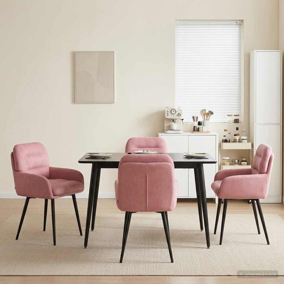 vidaXL Eettafelstoelen 4 pcs fluweel Roze 59 x 59,5 x 90 cm vidaXL Eettafelstoelen 4 pcs fluweel Roze 59 x 59,5 x 90 cm afbeelding 1