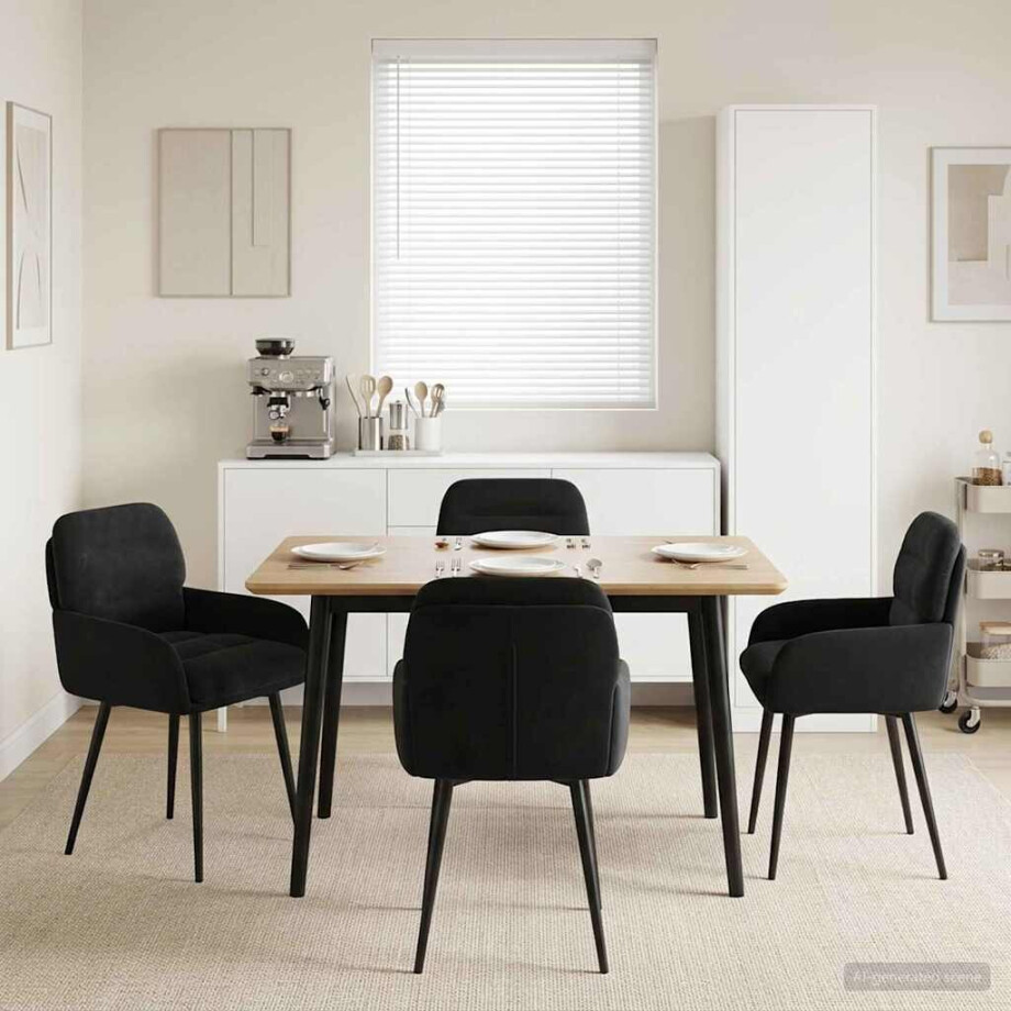 vidaXL Eettafelstoelen 4 pcs fluweel Zwart 59 x 59,5 x 90 cm vidaXL Eettafelstoelen 4 pcs fluweel Zwart 59 x 59,5 x 90 cm afbeelding 1