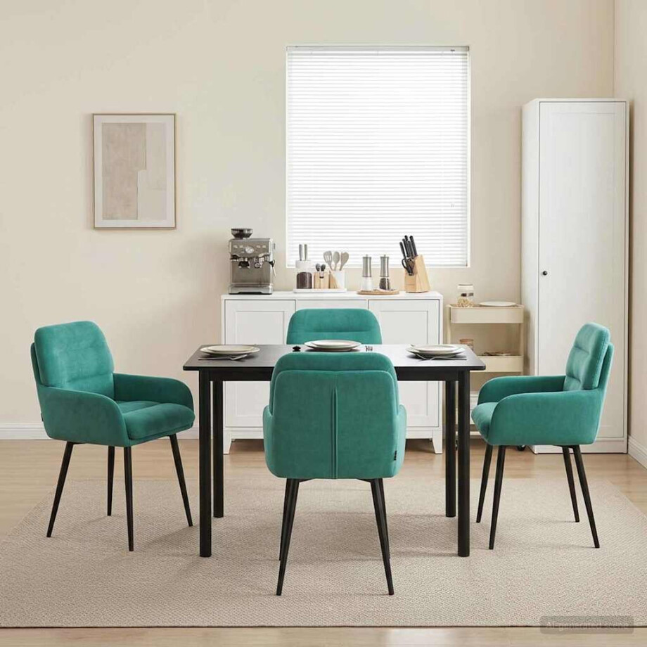 vidaXL Eettafelstoelen 4 pcs fluweel Turquoise 59 x 59,5 x 90 cm vidaXL Eettafelstoelen 4 pcs fluweel Turquoise 59 x 59,5 x 90 cm afbeelding 1