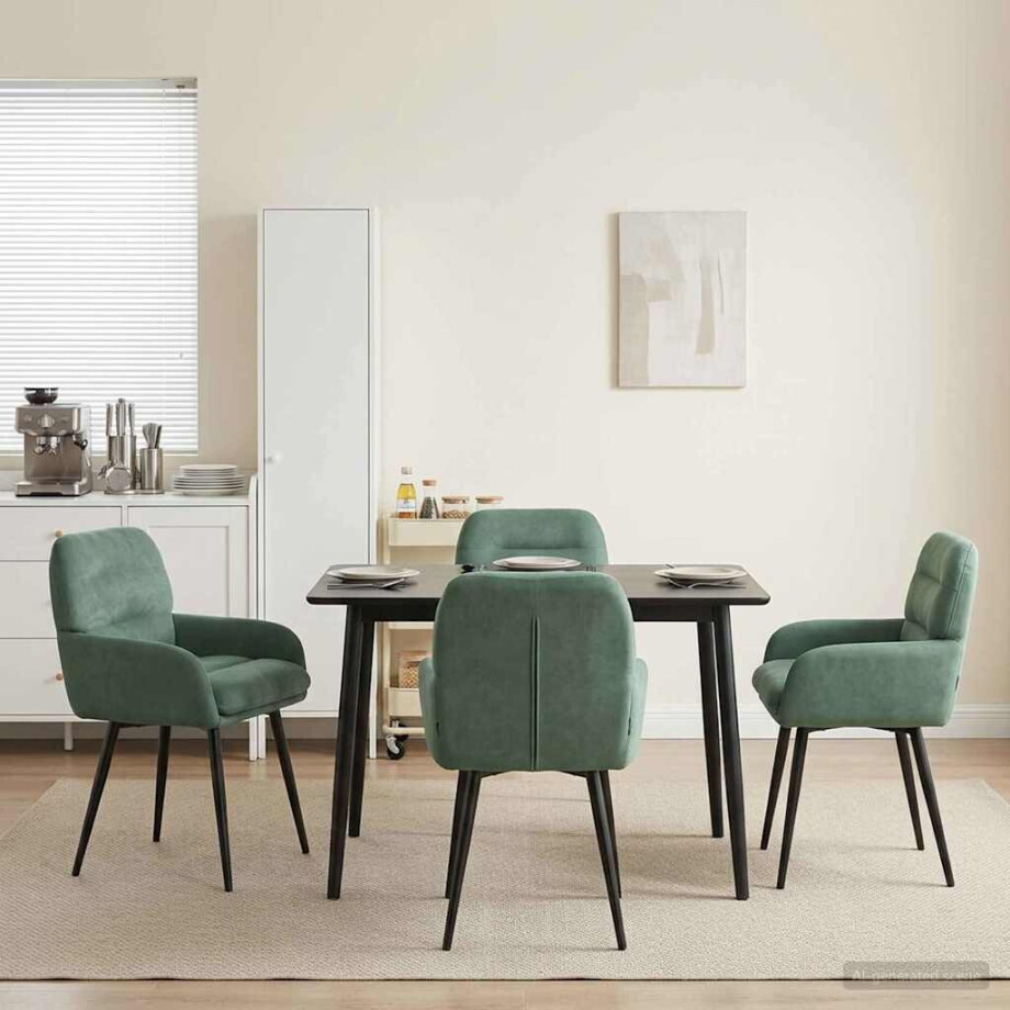vidaXL Eettafelstoelen 4 pcs fluweel Zeegroen 59 x 59,5 x 90 cm vidaXL Eettafelstoelen 4 pcs fluweel Zeegroen 59 x 59,5 x 90 cm afbeelding 1