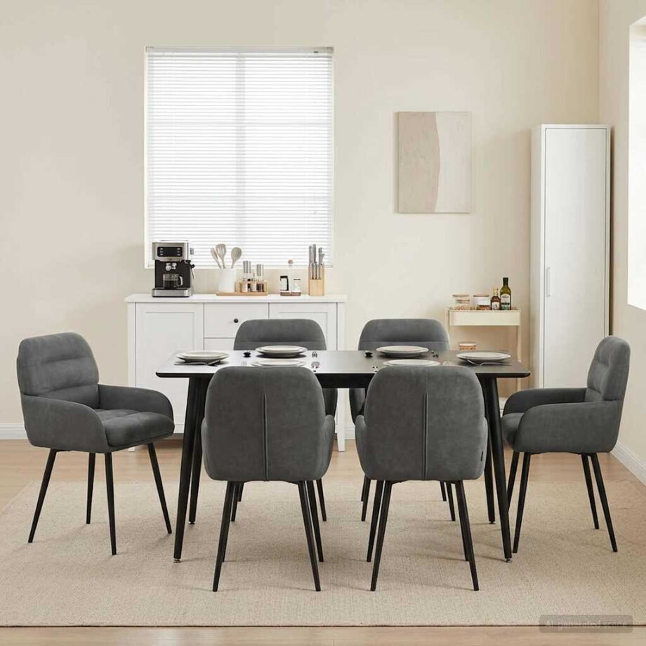 vidaXL Eettafelstoelen 6 pcs fluweel Donkergrijs 59 x 59,5 x 90 cm vidaXL Eettafelstoelen 6 pcs fluweel Donkergrijs 59 x 59,5 x 90 cm afbeelding 1