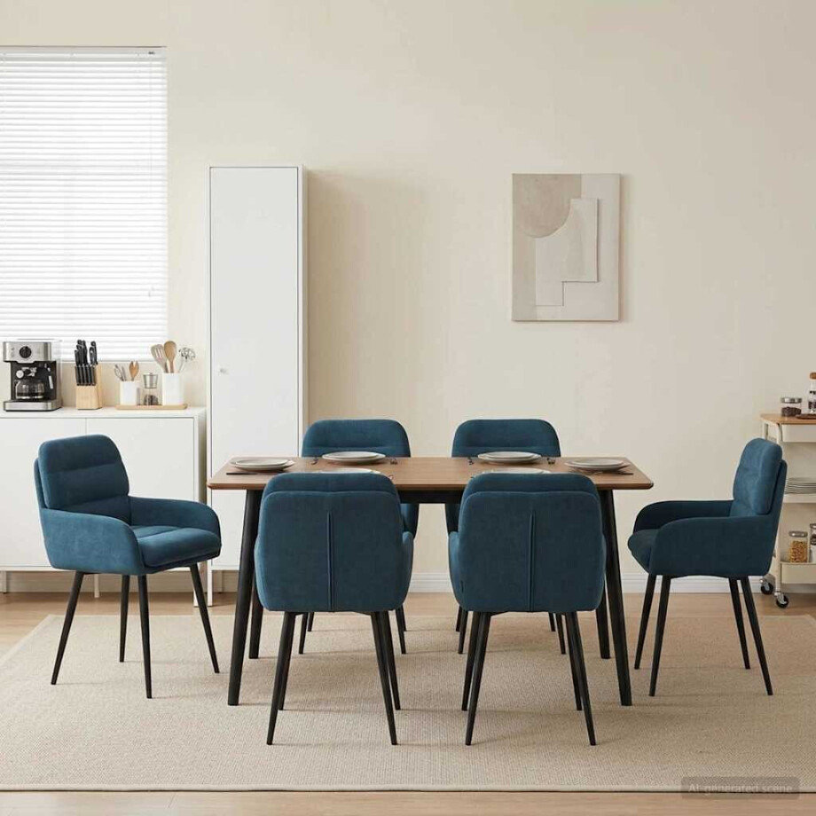 vidaXL Eettafelstoelen 6 pcs fluweel Blauw 59 x 59,5 x 90 cm vidaXL Eettafelstoelen 6 pcs fluweel Blauw 59 x 59,5 x 90 cm afbeelding 1