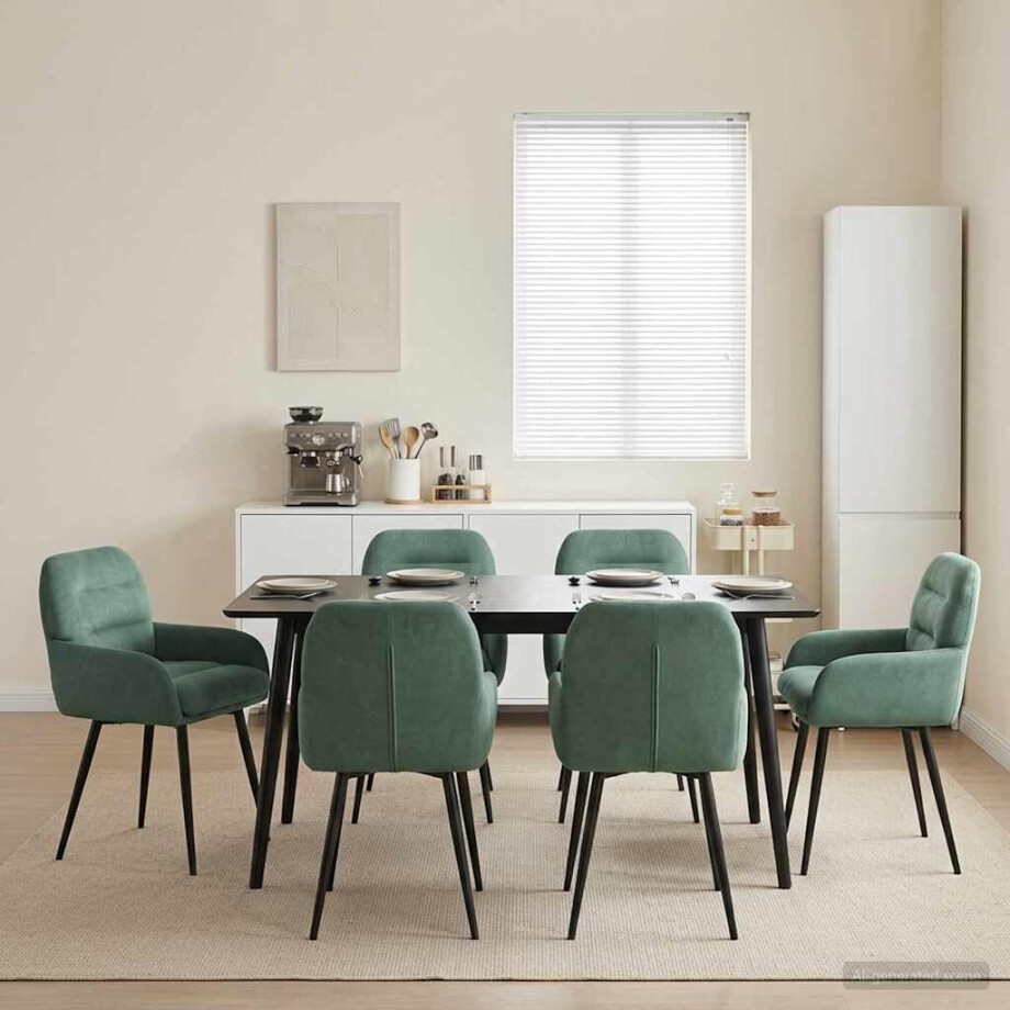 vidaXL Eettafelstoelen 6 pcs fluweel Zeegroen 59 x 59,5 x 90 cm vidaXL Eettafelstoelen 6 pcs fluweel Zeegroen 59 x 59,5 x 90 cm afbeelding 1