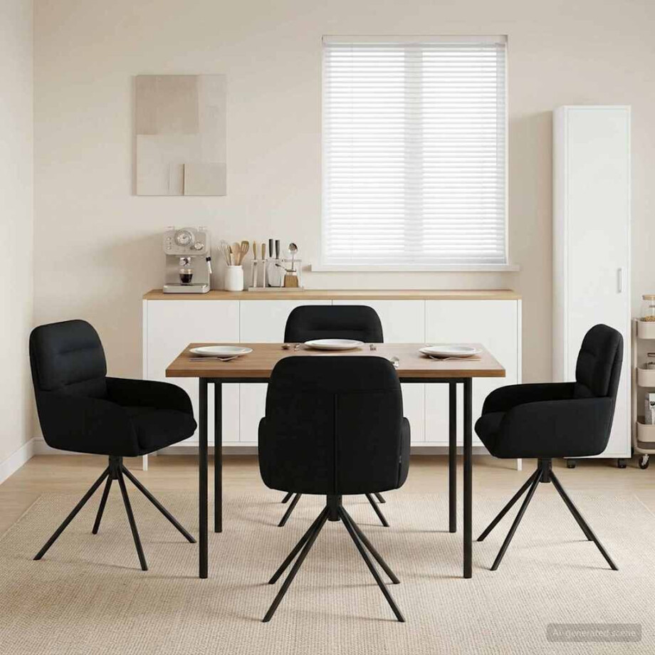 vidaXL Draai Eetstoelen 4 pcs Kunstleer Zwart 59 x 59,5 x 90 cm vidaXL Draai Eetstoelen 4 pcs Kunstleer Zwart 59 x 59,5 x 90 cm afbeelding 1