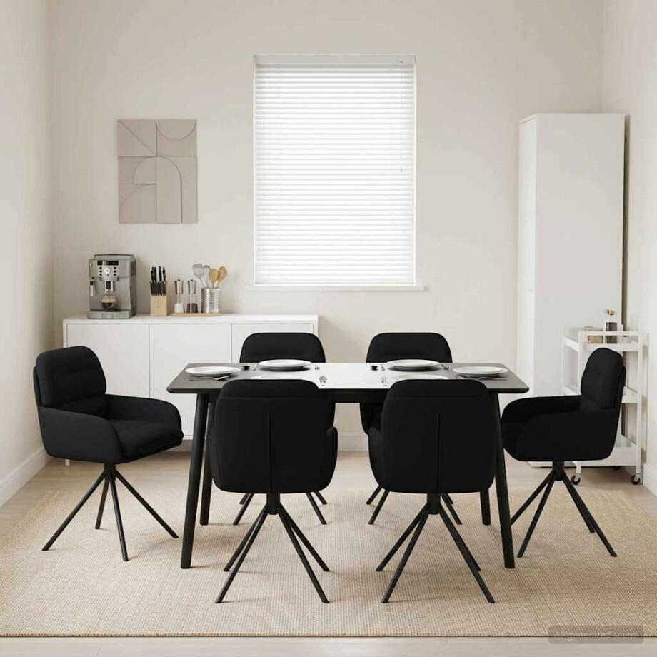 vidaXL Draai Eetstoelen 6 pcs Kunstleer Zwart 59 x 59,5 x 90 cm vidaXL Draai Eetstoelen 6 pcs Kunstleer Zwart 59 x 59,5 x 90 cm afbeelding 1