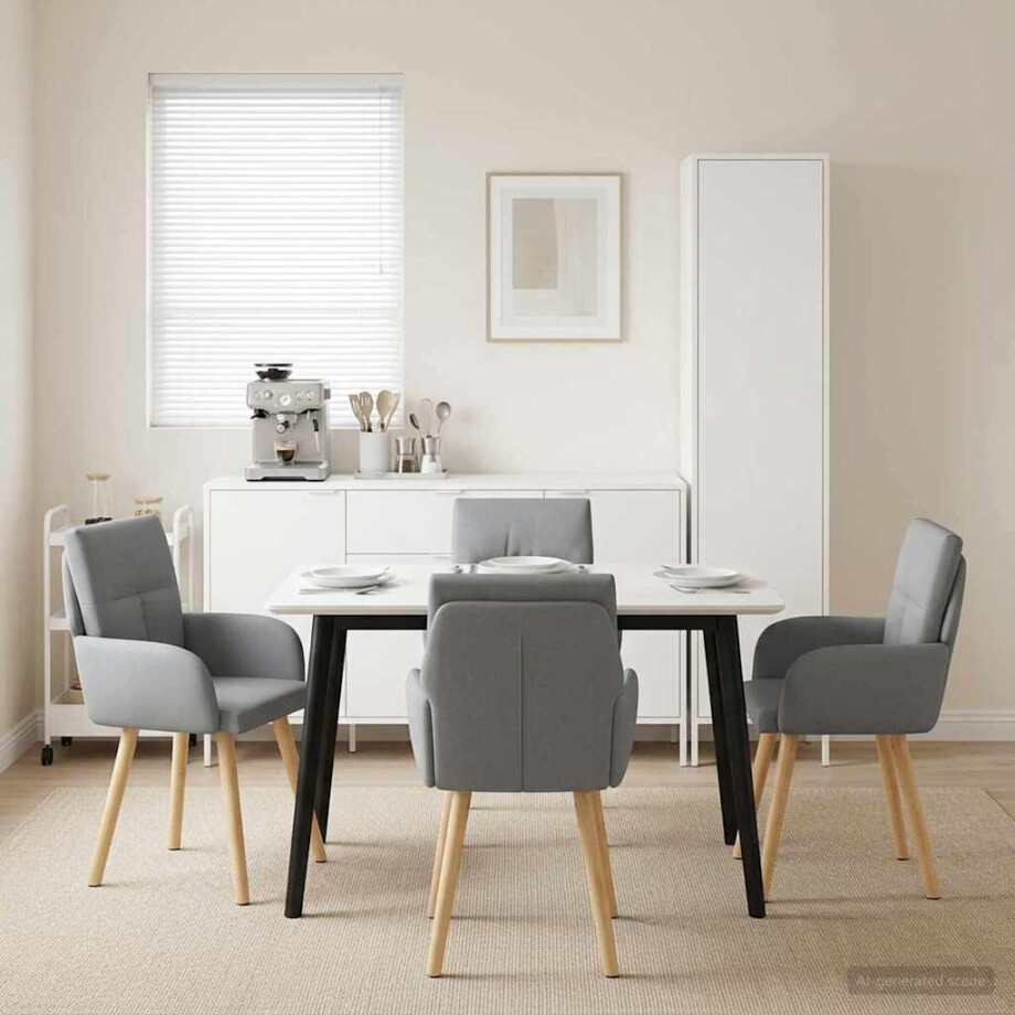 vidaXL Eettafelstoelen 4 pcs Stof Lichtgrijs 60 x 56 x 96 cm vidaXL Eettafelstoelen 4 pcs Stof Lichtgrijs 60 x 56 x 96 cm afbeelding 1