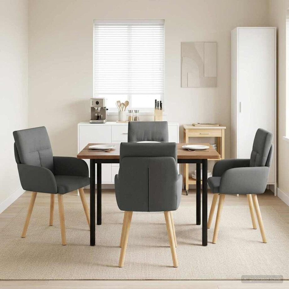 vidaXL Eettafelstoelen 4 pcs Stof Donkergrijs 60 x 56 x 96 cm vidaXL Eettafelstoelen 4 pcs Stof Donkergrijs 60 x 56 x 96 cm afbeelding 1