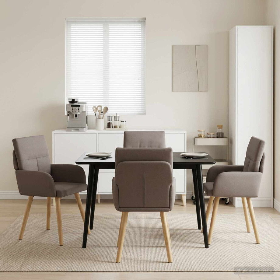 vidaXL Eettafelstoelen 4 pcs Stof Taupe 60 x 56 x 96 cm vidaXL Eettafelstoelen 4 pcs Stof Taupe 60 x 56 x 96 cm afbeelding 1