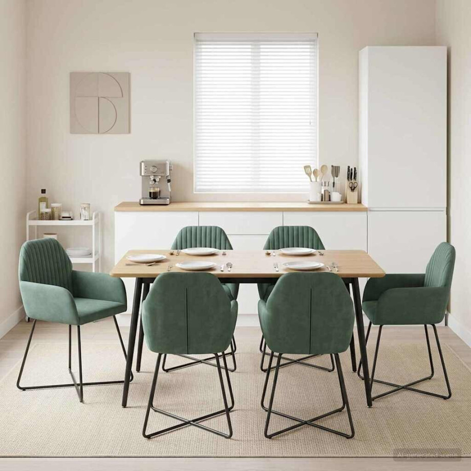 vidaXL Eettafelstoelen 6 pcs fluweel Zeegroen 55 x 50 x 84 cm vidaXL Eettafelstoelen 6 pcs fluweel Zeegroen 55 x 50 x 84 cm afbeelding 1