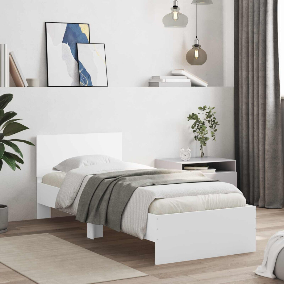 vidaXL Bed Frame met LED Wit 80 x 200 cm Bewerkt hout vidaXL Bed Frame met LED Wit 80 x 200 cm Bewerkt hout afbeelding 1