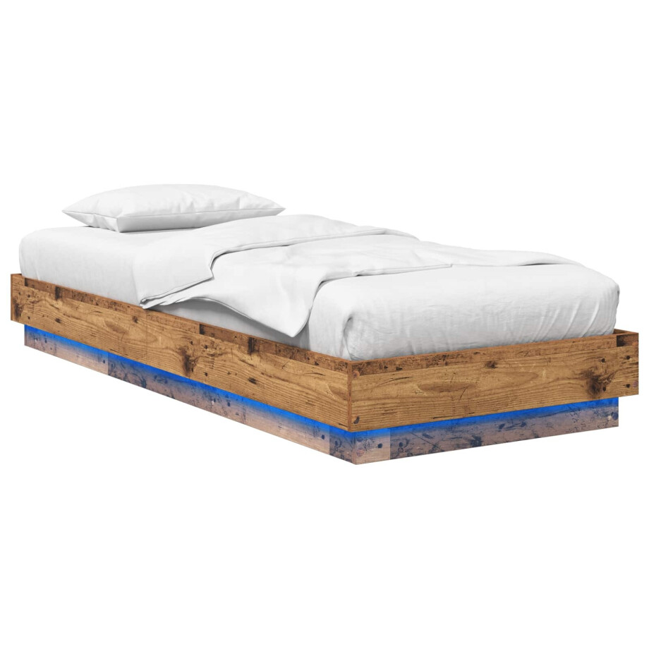 vidaXL Bed Frame met LED Oud hout 80 x 200 cm Bewerkt hout vidaXL Bed Frame met LED Oud hout 80 x 200 cm Bewerkt hout afbeelding 1