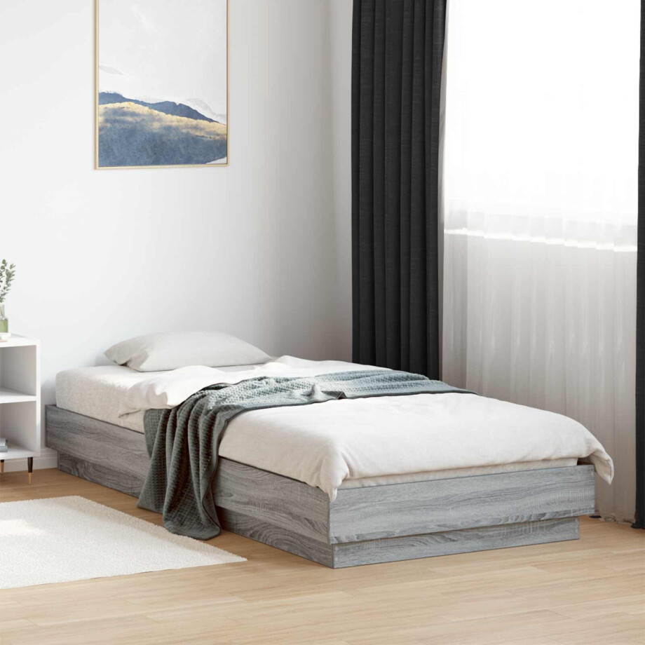 vidaXL Bed Frame met LED Grijs Sonoma 80 x 200 cm Bewerkt hout vidaXL Bed Frame met LED Grijs Sonoma 80 x 200 cm Bewerkt hout afbeelding 1