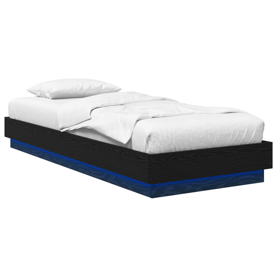 vidaXL Bed Frame met LED Zwart eiken 80 x 200 cm Bewerkt hout vidaXL Bed Frame met LED Zwart eiken 80 x 200 cm Bewerkt hout afbeelding 1