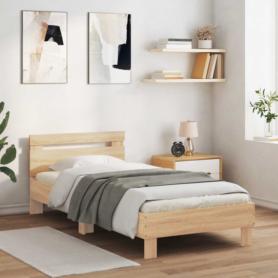 vidaXL Bedframe met Hoofdeinde Sonoma Eiken 80 x 200 cm Bewerkt hout vidaXL Bedframe met Hoofdeinde Sonoma Eiken 80 x 200 cm Bewerkt hout afbeelding 1