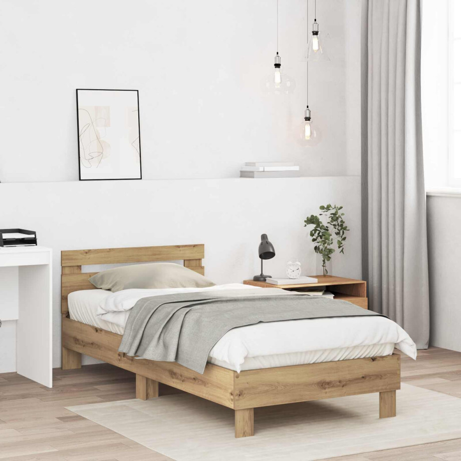 vidaXL Bedframe met Hoofdeinde Artisanaal eiken 80 x 200 cm vidaXL Bedframe met Hoofdeinde Artisanaal eiken 80 x 200 cm afbeelding 1