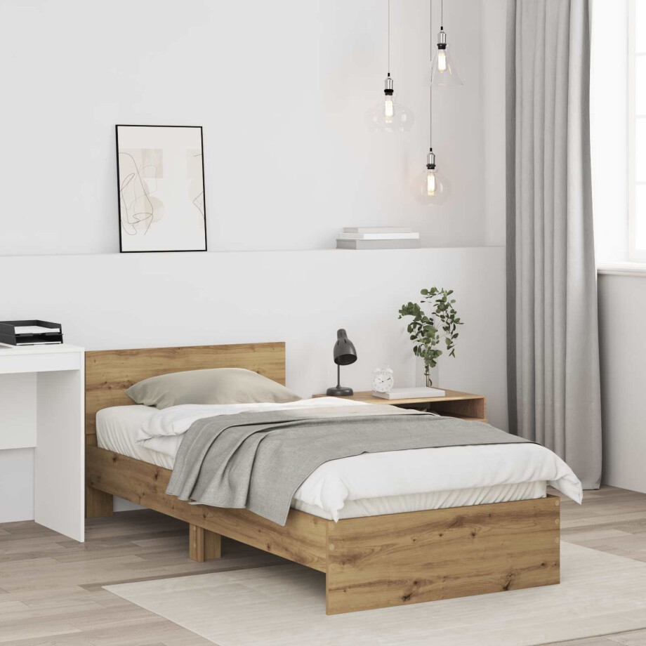 vidaXL Bedframe met Hoofdeinde Artisanaal eiken 80 x 200 cm vidaXL Bedframe met Hoofdeinde Artisanaal eiken 80 x 200 cm afbeelding 1