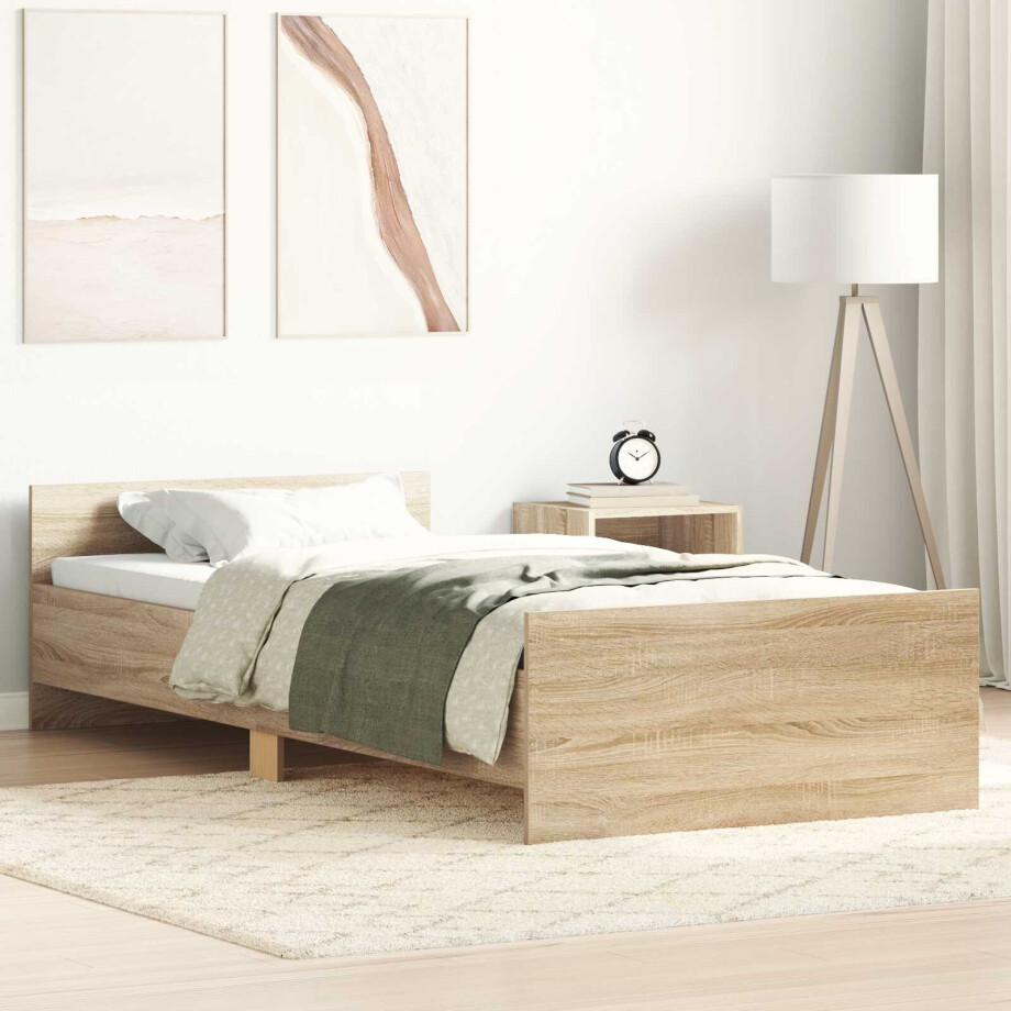 vidaXL Bedframe met Hoofdeinde Sonoma Eiken 80 x 200 cm Bewerkt hout vidaXL Bedframe met Hoofdeinde Sonoma Eiken 80 x 200 cm Bewerkt hout afbeelding 1