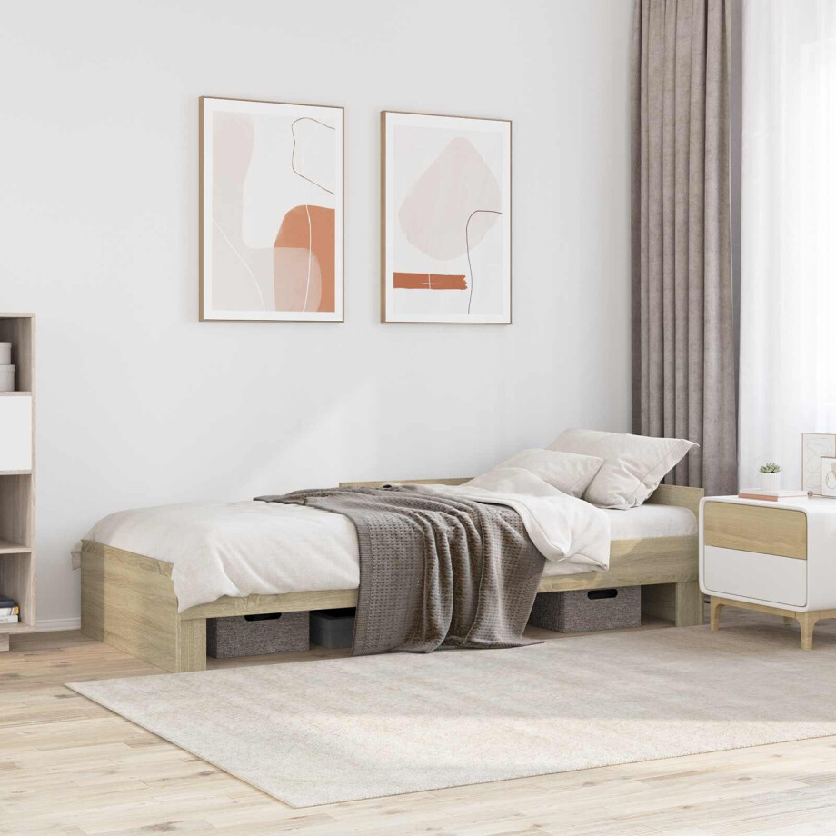 vidaXL Bedframe met Hoofdeinde Sonoma Eiken 80 x 200 cm Bewerkt hout vidaXL Bedframe met Hoofdeinde Sonoma Eiken 80 x 200 cm Bewerkt hout afbeelding 1