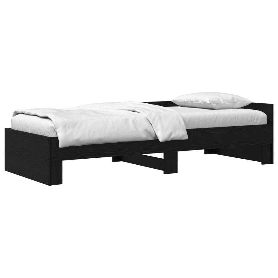 vidaXL Bedframe met Hoofdeinde Zwart eiken 80 x 200 cm Bewerkt hout vidaXL Bedframe met Hoofdeinde Zwart eiken 80 x 200 cm Bewerkt hout afbeelding 1