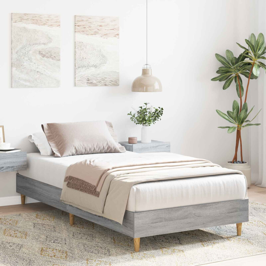 vidaXL Bedframe Grijs Sonoma 80 x 200 cm Bewerkt hout afbeelding 1