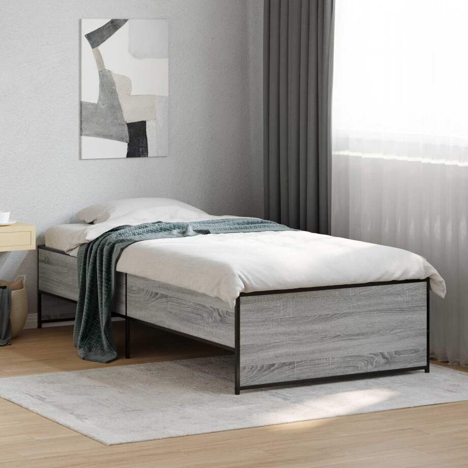 vidaXL Bedframe Grijs Sonoma 80 x 200 cm Bewerkt hout afbeelding 1