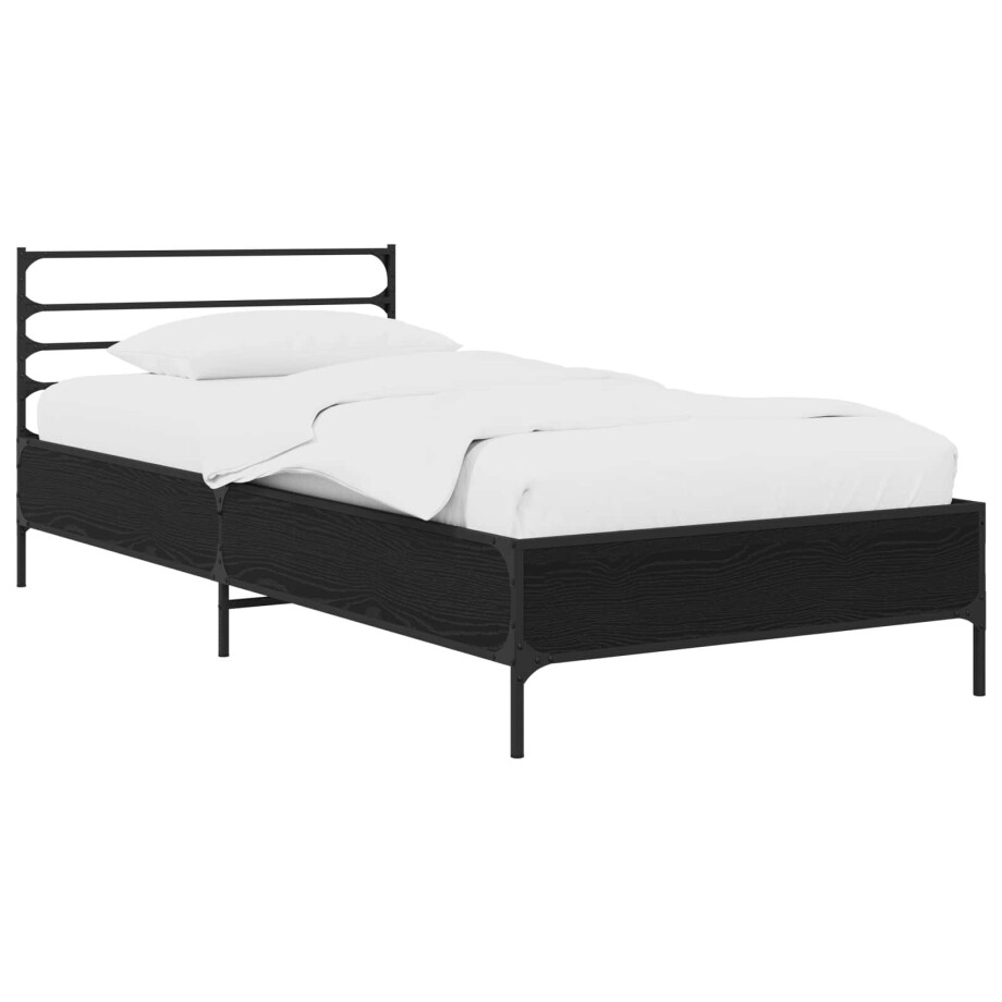 vidaXL Bedframe Zwart eiken 80 x 200 cm Bewerkt hout afbeelding 1