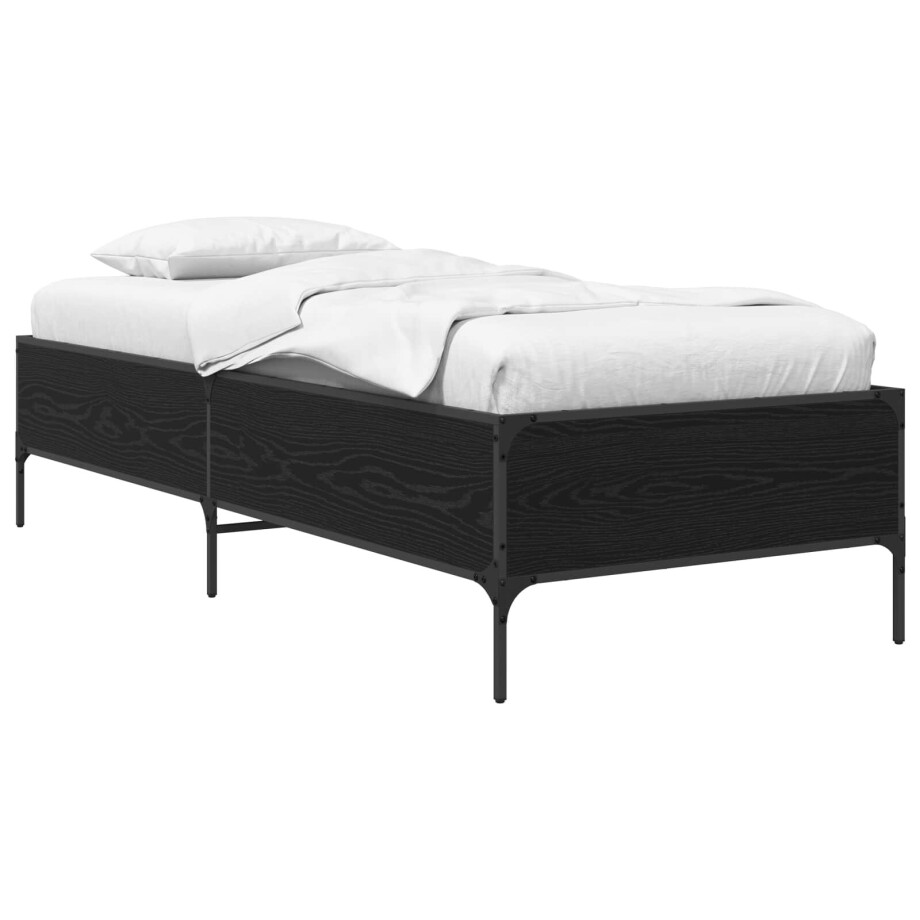vidaXL Bedframe Zwart eiken 80 x 200 cm Bewerkt hout afbeelding 1