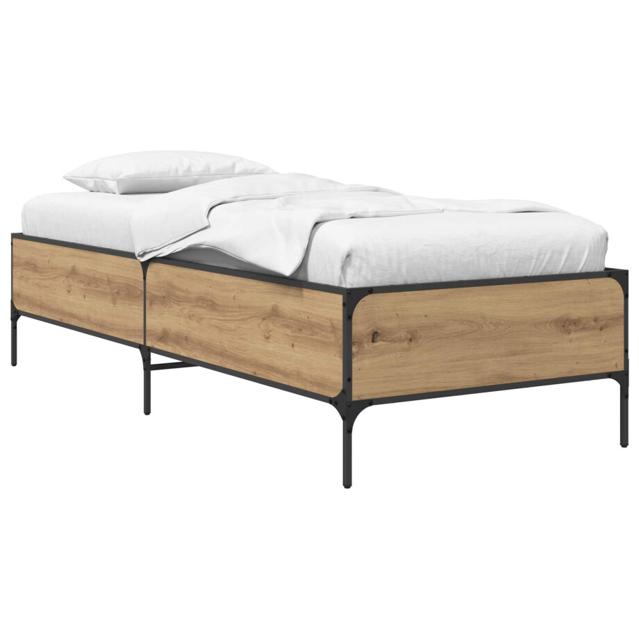 vidaXL Bedframe Artisanaal eiken 80 x 200 cm Bewerkt hout afbeelding 1