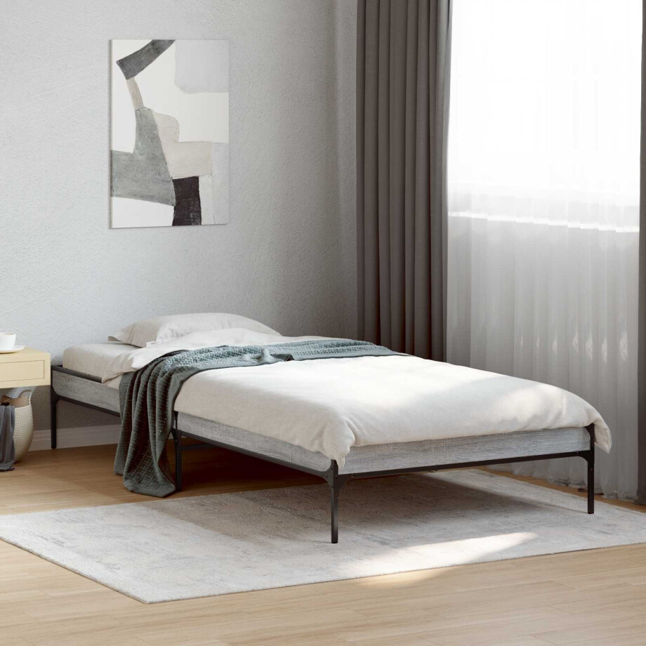 vidaXL Bedframe Grijs Sonoma 80 x 200 cm Bewerkt hout afbeelding 1