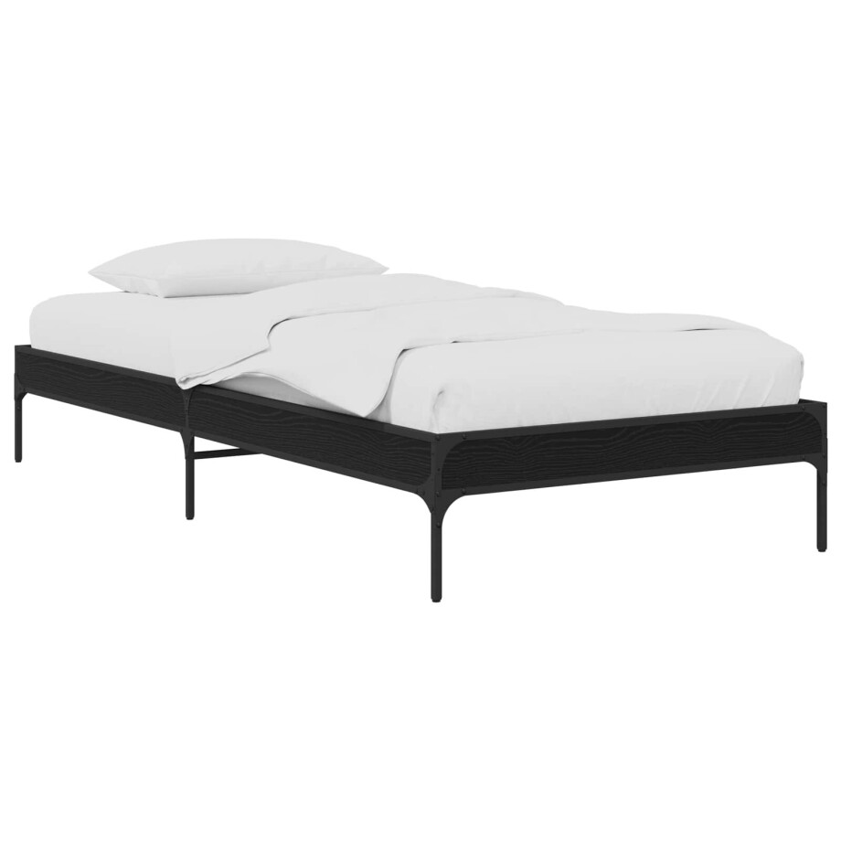 vidaXL Bedframe Zwart eiken 80 x 200 cm Bewerkt hout afbeelding 1