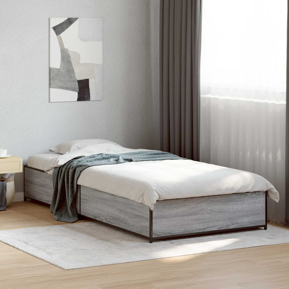 vidaXL Bedframe Grijs Sonoma 80 x 200 cm Bewerkt hout afbeelding 1