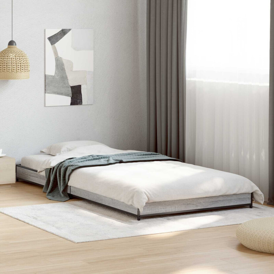 vidaXL Bedframe Grijs Sonoma 80 x 200 cm Bewerkt hout afbeelding 1